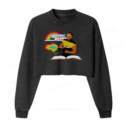 Pagewings Reading Rambo Washed Crop Sweatshirt