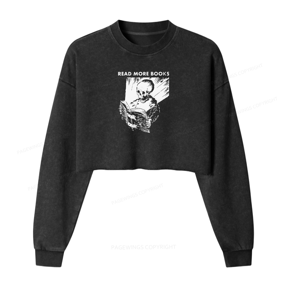 Pagewings Read More Books Washed Crop Sweatshirt