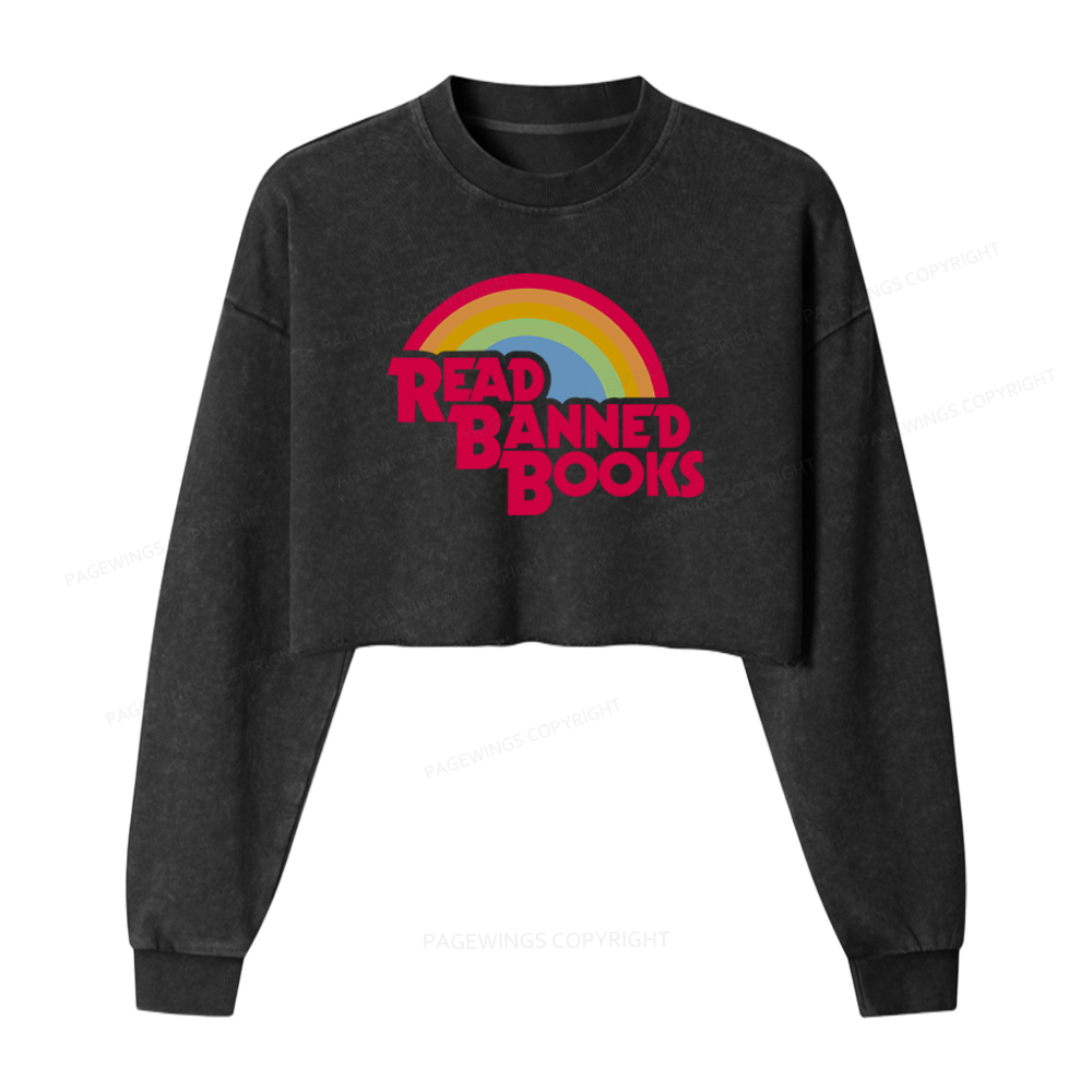 Pagewings Read Banned Books Washed Crop Sweatshirt
