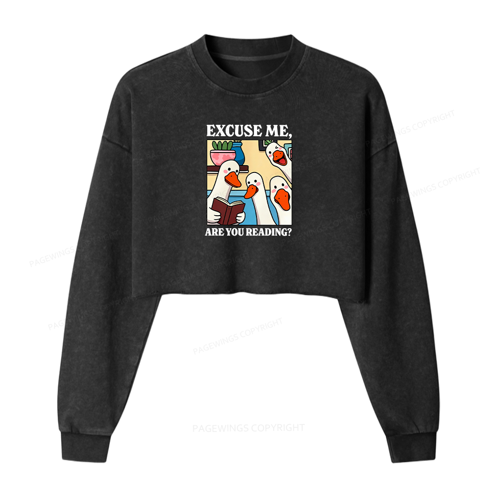 Pagewings Are You Reading Washed Crop Sweatshirt