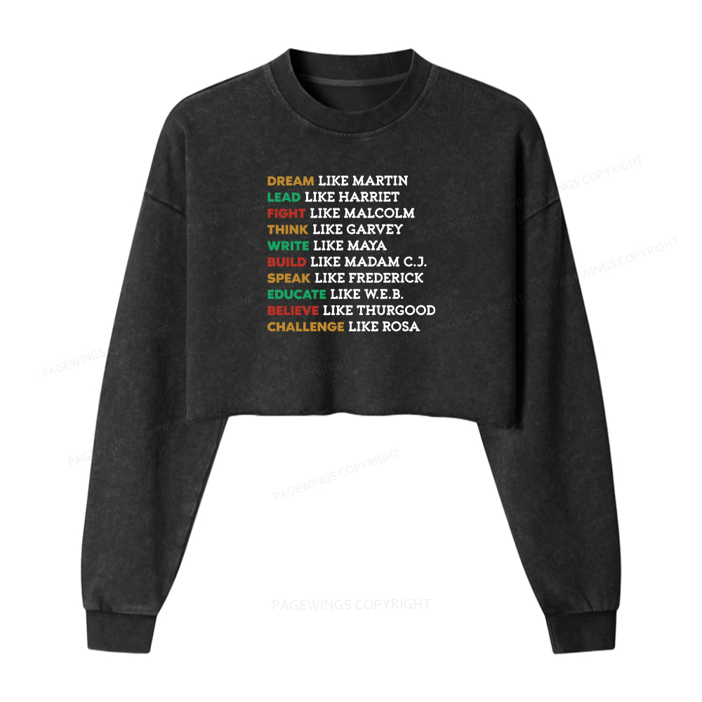 Pagewings Black History Month Washed Crop Sweatshirt