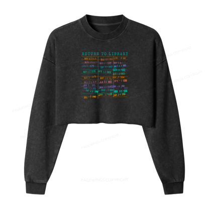 Pagewings Vintage Library Rainbow Washed Crop Sweatshirt