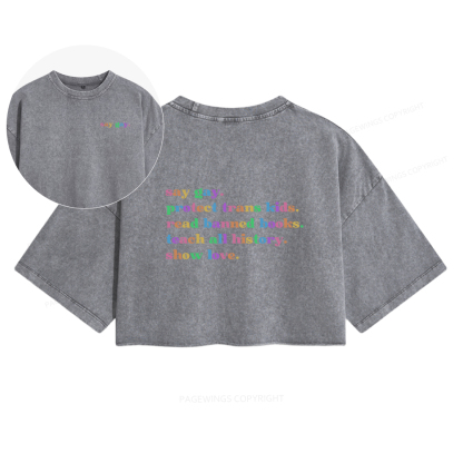 Pagewings Read Banned Books Women's Washed Cropped T-shirt
