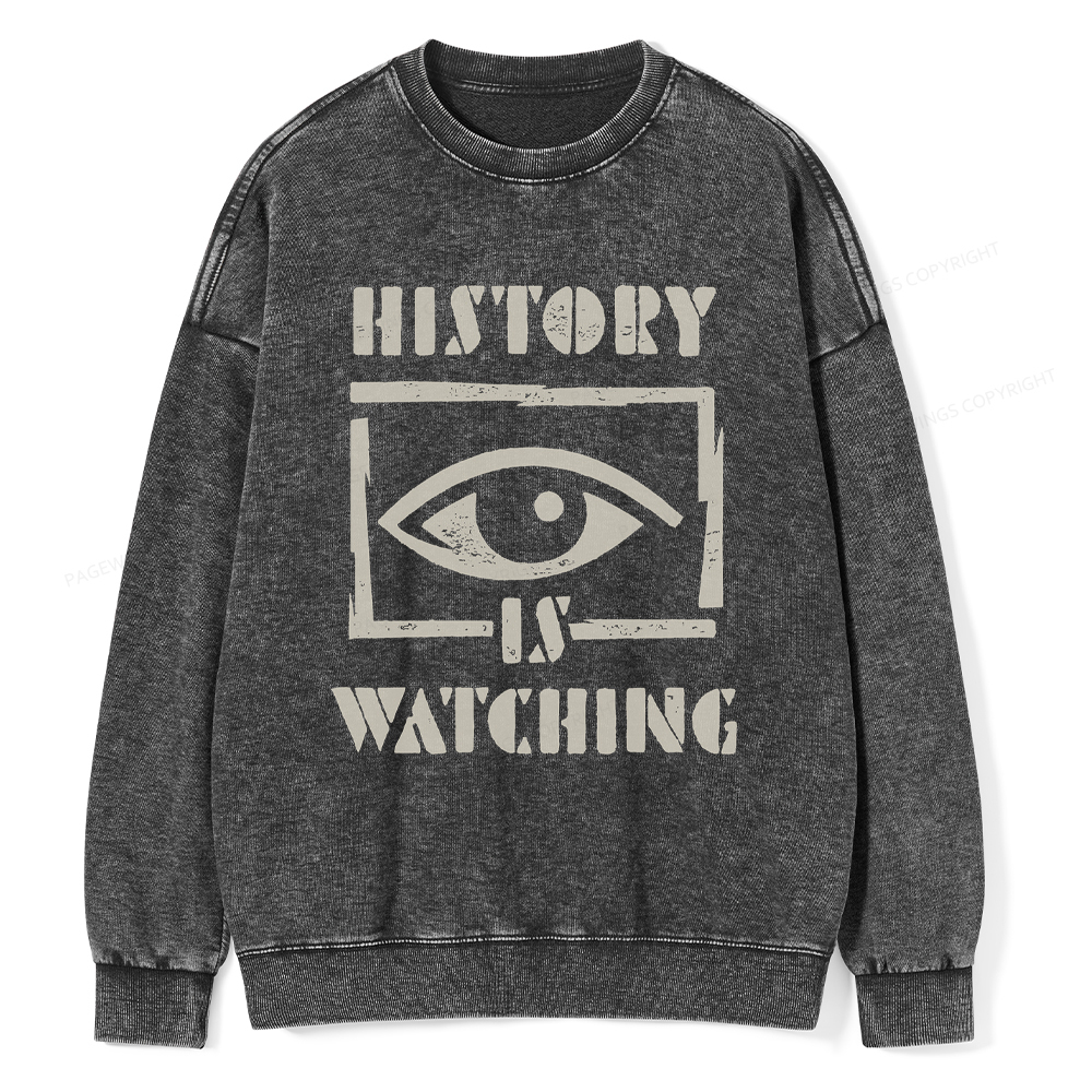 Pagewings History Is Watching Washed Sweatshirt