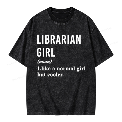 Pagewings Librarian Girl Unisex Washed T-shirt
