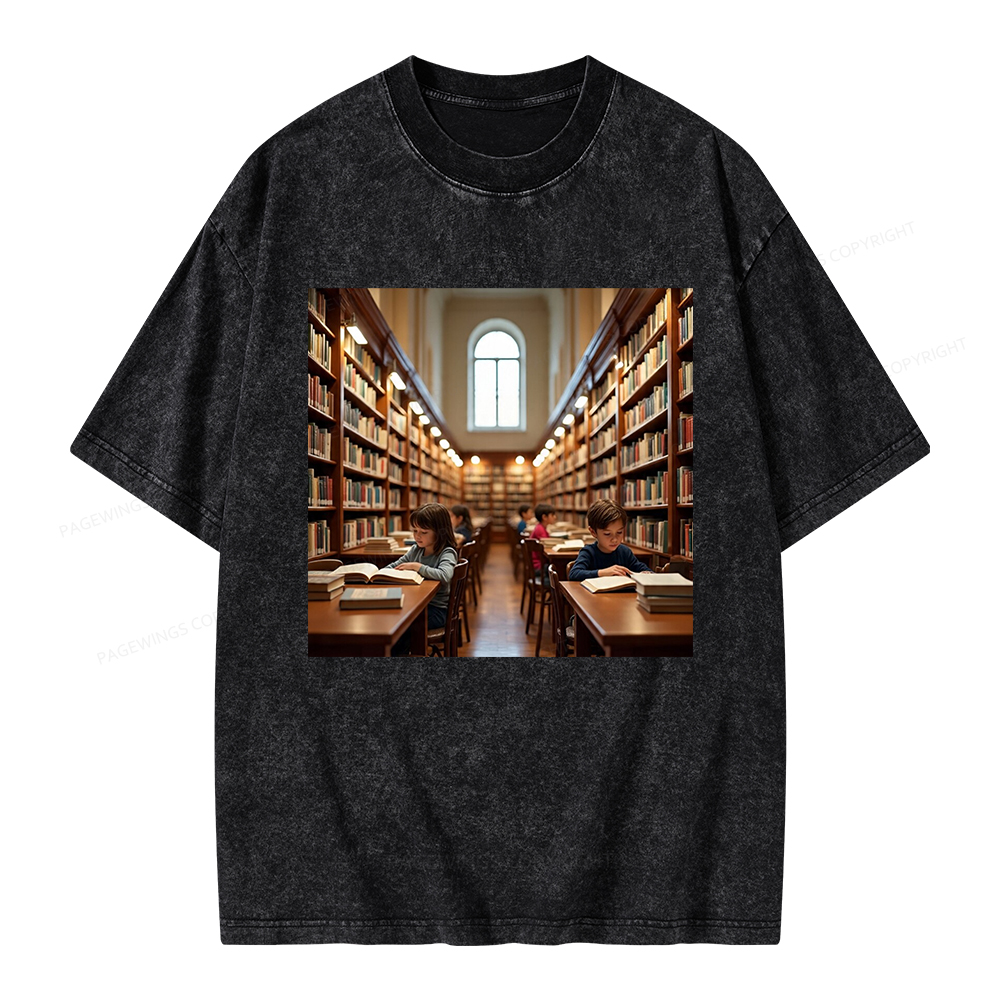 Pagewings Library Unisex Washed T-shirt