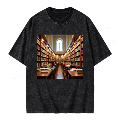 Pagewings Library Unisex Washed T-shirt