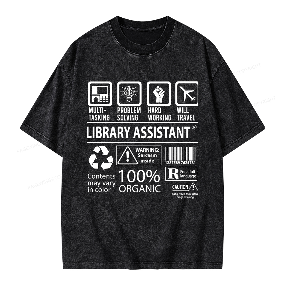 Pagewings Library Assistant Unisex Washed T-shirt