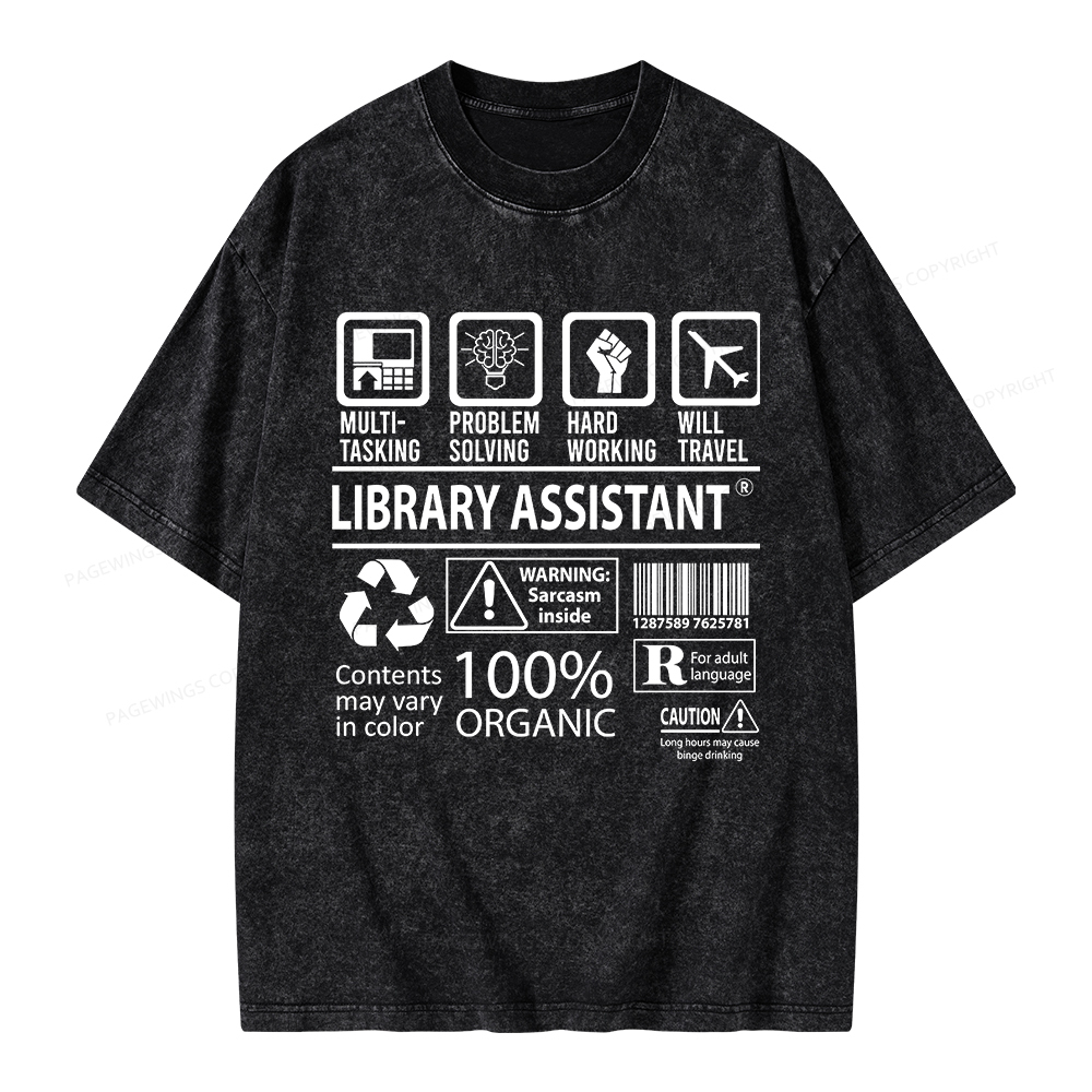 Pagewings Library Assistant Unisex Washed T-shirt