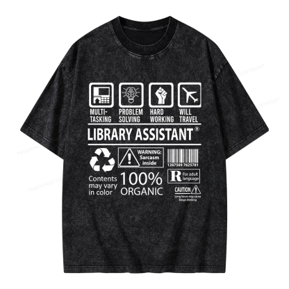 Pagewings Library Assistant Unisex Washed T-shirt