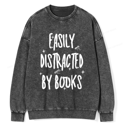 Pagewings Easily Distracted By Books Washed Sweatshirt