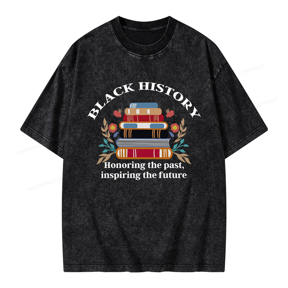 Pagewings Black History Honoring The Past Unisex Washed T-shirt