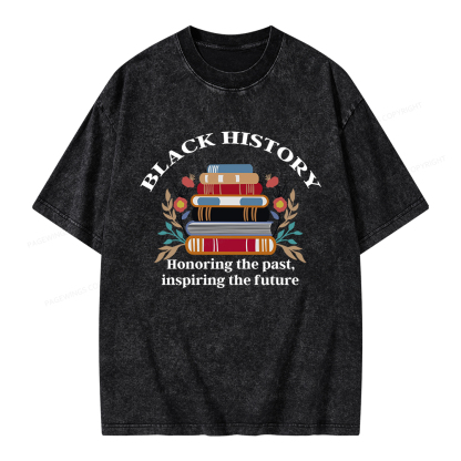 Pagewings Black History Honoring The Past Unisex Washed T-shirt