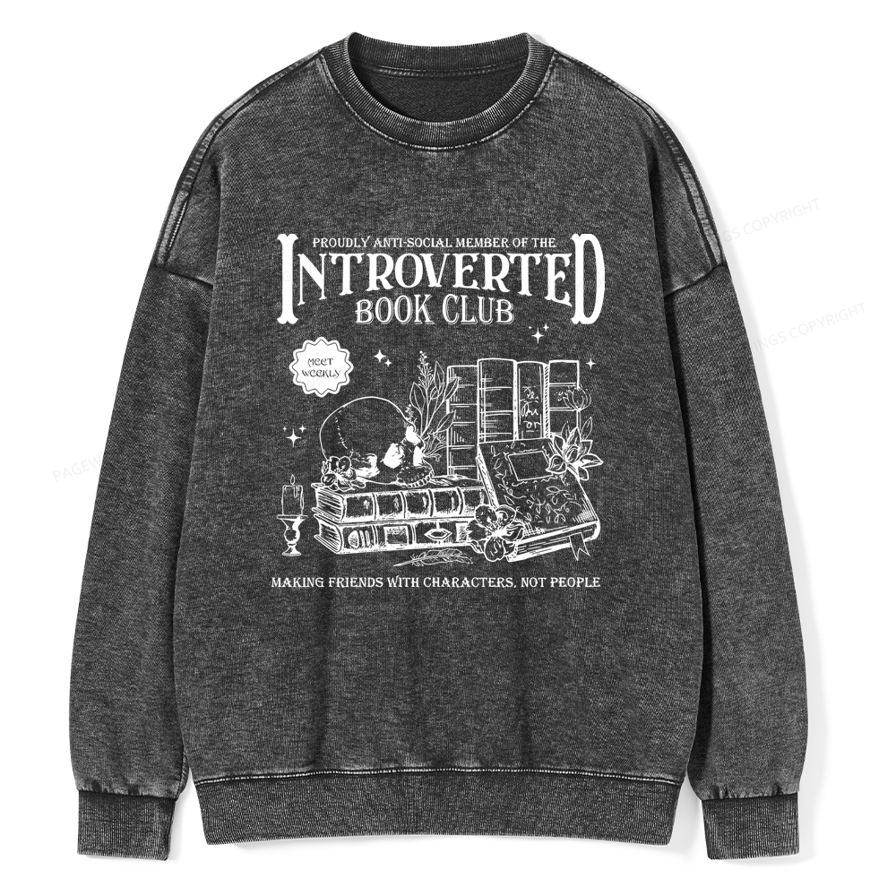 Pagewings Introverted Book Club Washed Sweatshirt