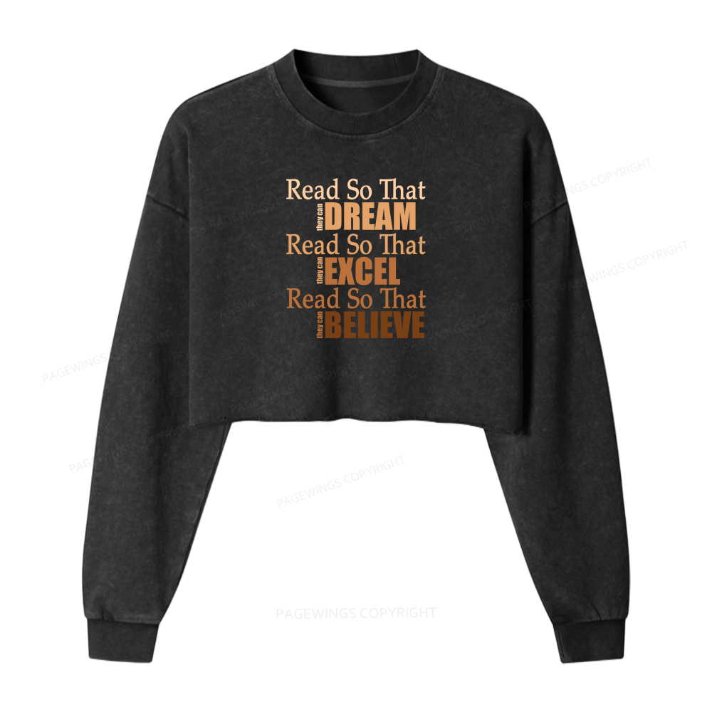 Pagewings Teacher Black History Month Washed Crop Sweatshirt