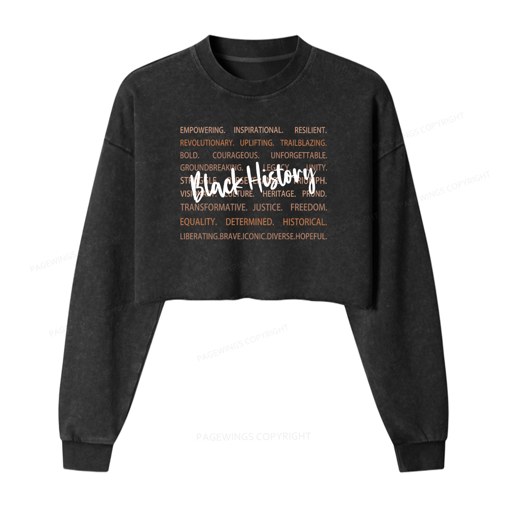 Pagewings Black History Washed Crop Sweatshirt