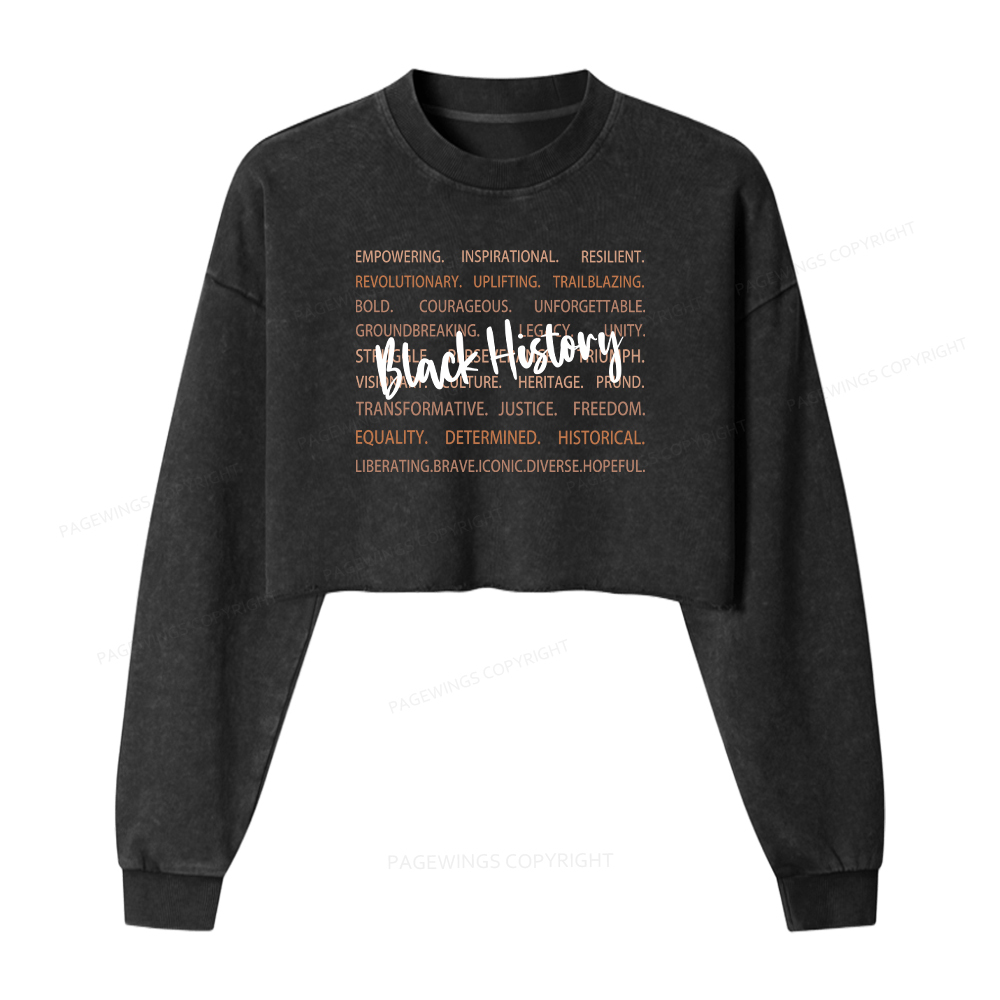 Pagewings Black History Washed Crop Sweatshirt