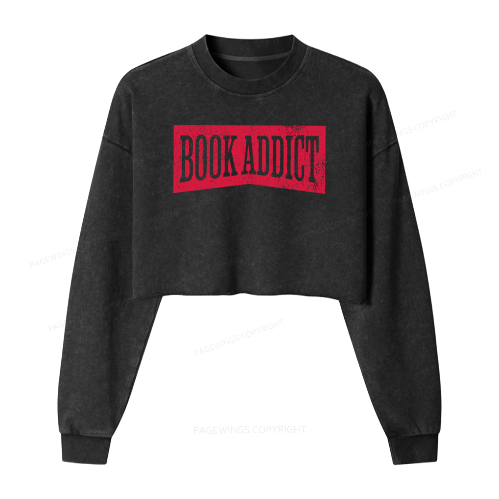 Pagewings Book Addict Washed Crop Sweatshirt