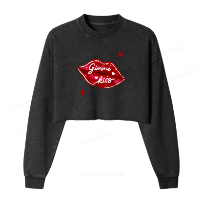 Pagewings Romance Book Lovers Washed Crop Sweatshirt