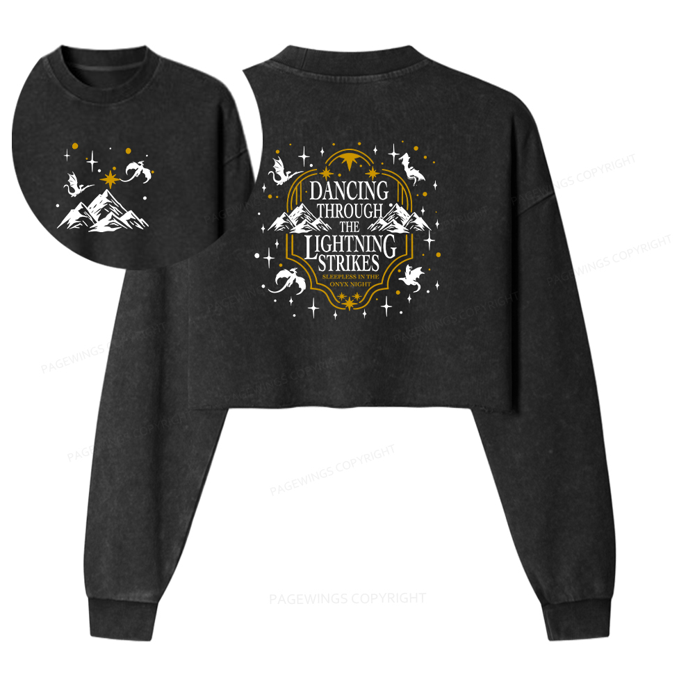 Pagewings Dragon Lover Washed Crop Sweatshirt