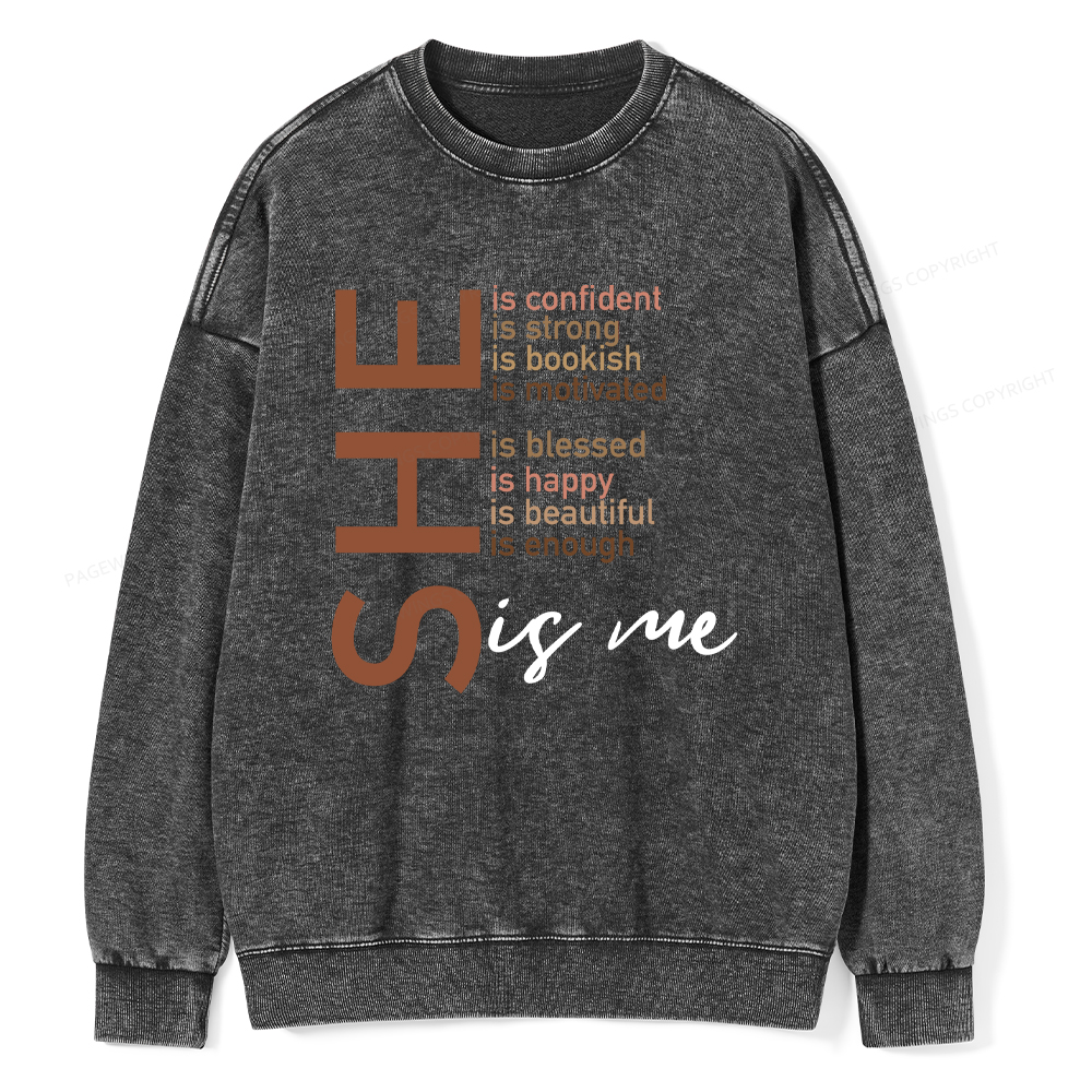 Pagewings Black Women She Is Me Washed Sweatshirt