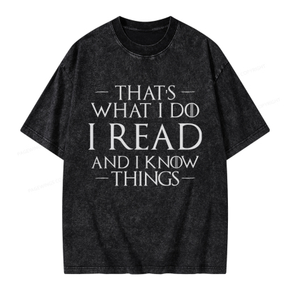 Pagewings I Read And I Know Things Unisex Washed T-shirt