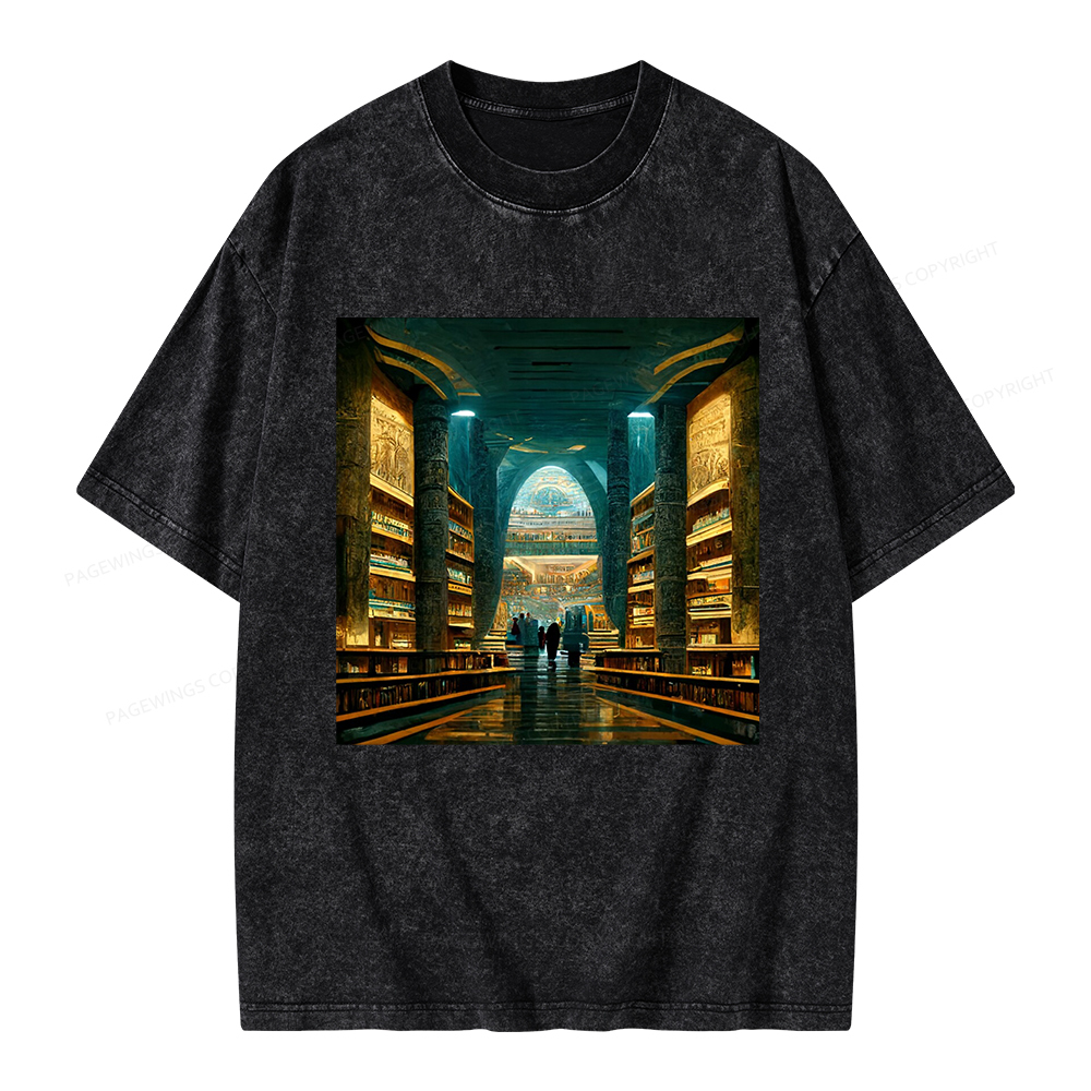 Pagewings Library Of Alexandria Unisex Washed T-shirt
