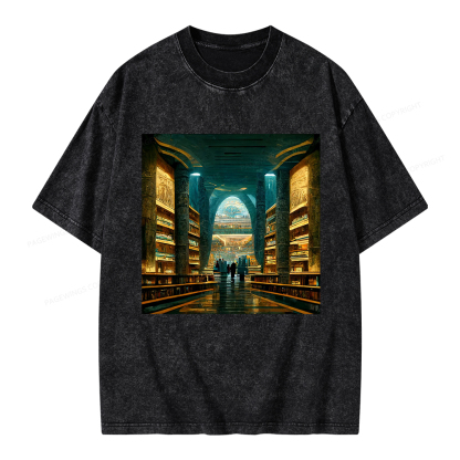 Pagewings Library Of Alexandria Unisex Washed T-shirt