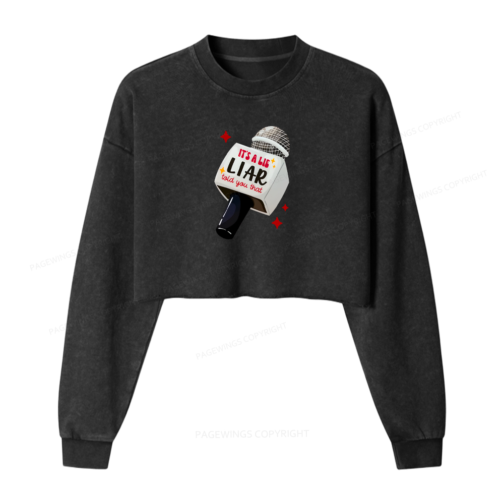 Pagewings It's A Lie Liar Told You That Washed Crop Sweatshirt