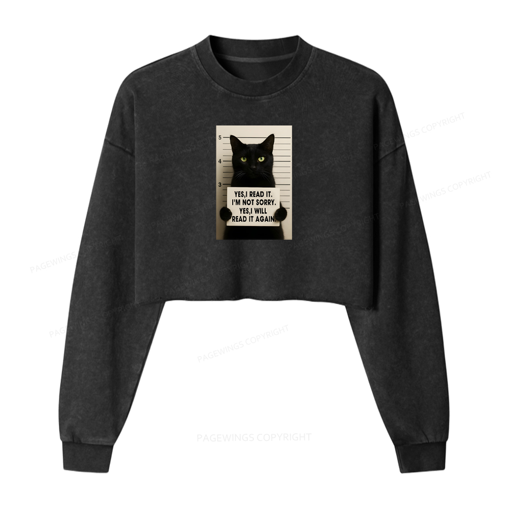 Pagewings Yes I Read It Washed Crop Sweatshirt