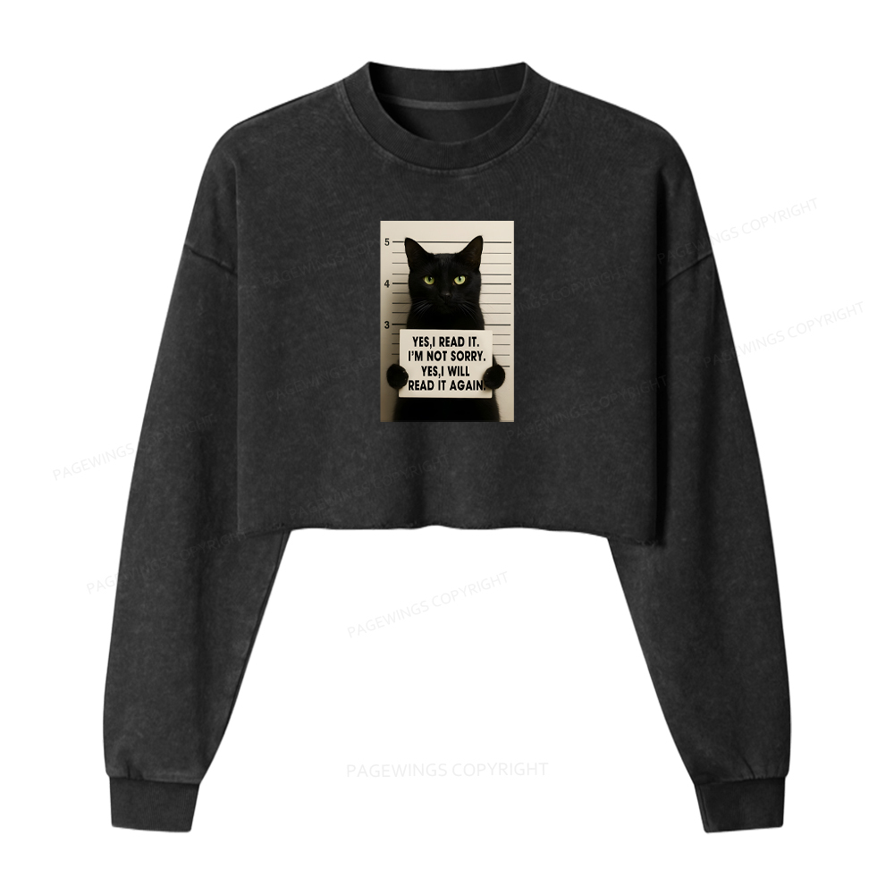 Pagewings Yes I Read It Washed Crop Sweatshirt