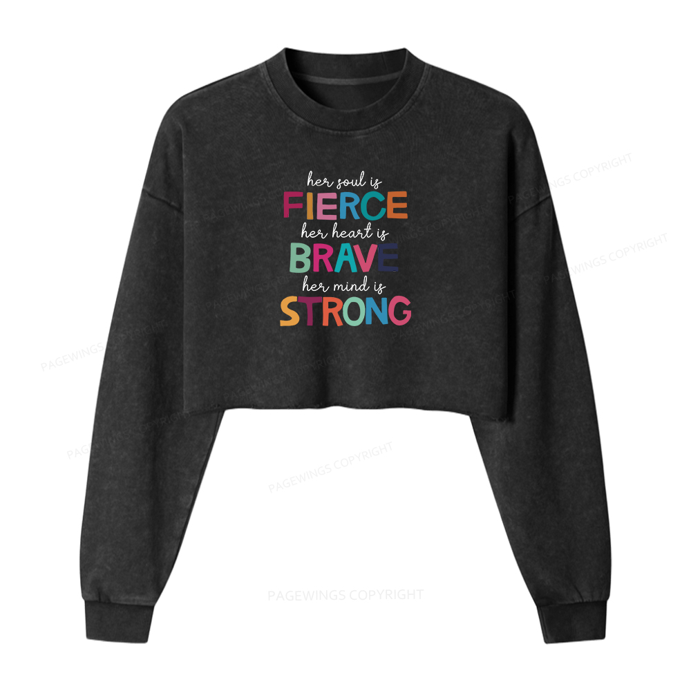 Pagewings Her Soul Is Fierce Washed Crop Sweatshirt