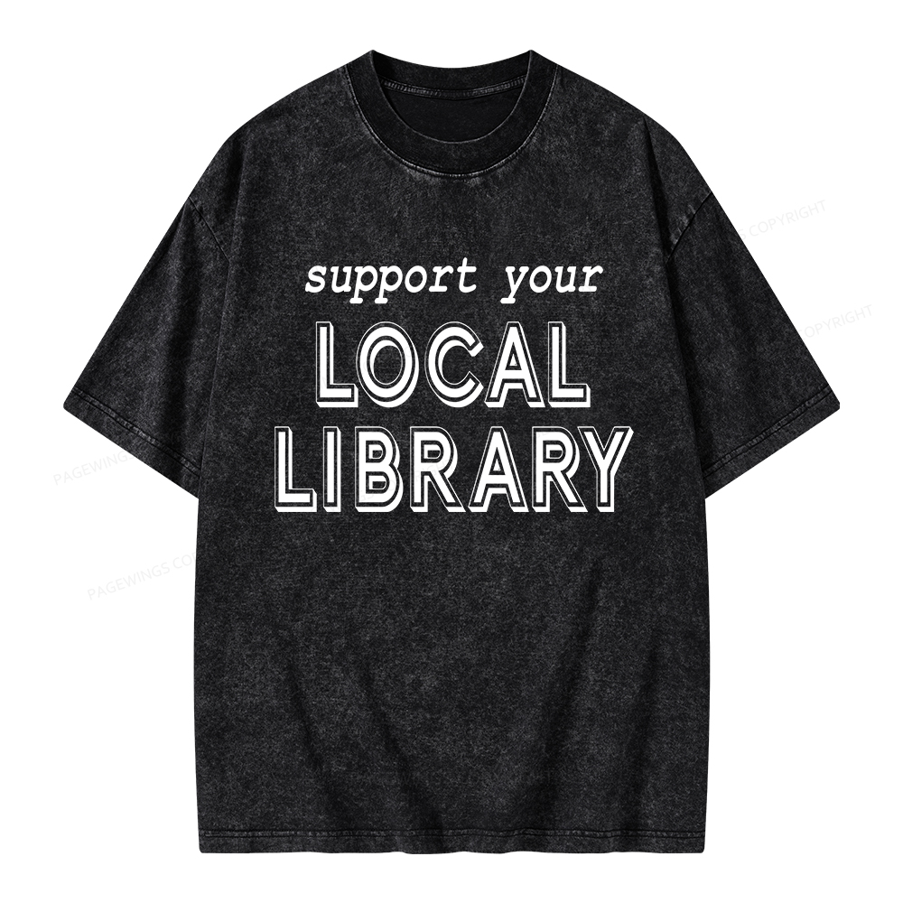 Pagewings Support Your Local Library Unisex Washed T-shirt