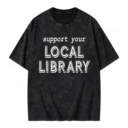 Pagewings Support Your Local Library Unisex Washed T-shirt