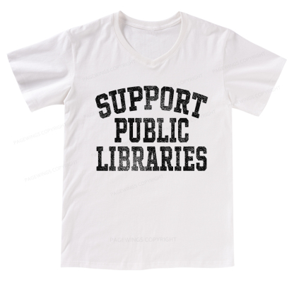 Pagewings Support Public Libraries V-neck T-shirt