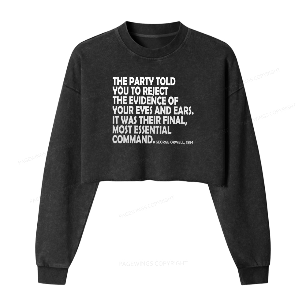Pagewings Social Justice Protest Washed Crop Sweatshirt