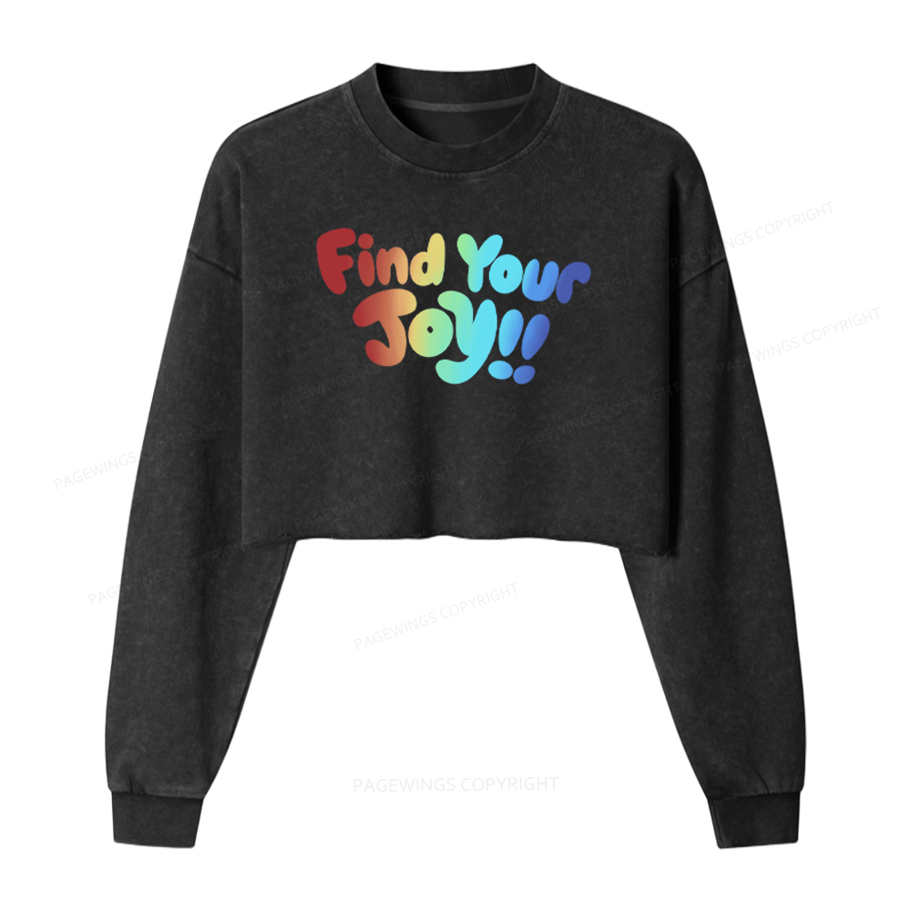 Pagewings Find Your Joy Washed Crop Sweatshirt