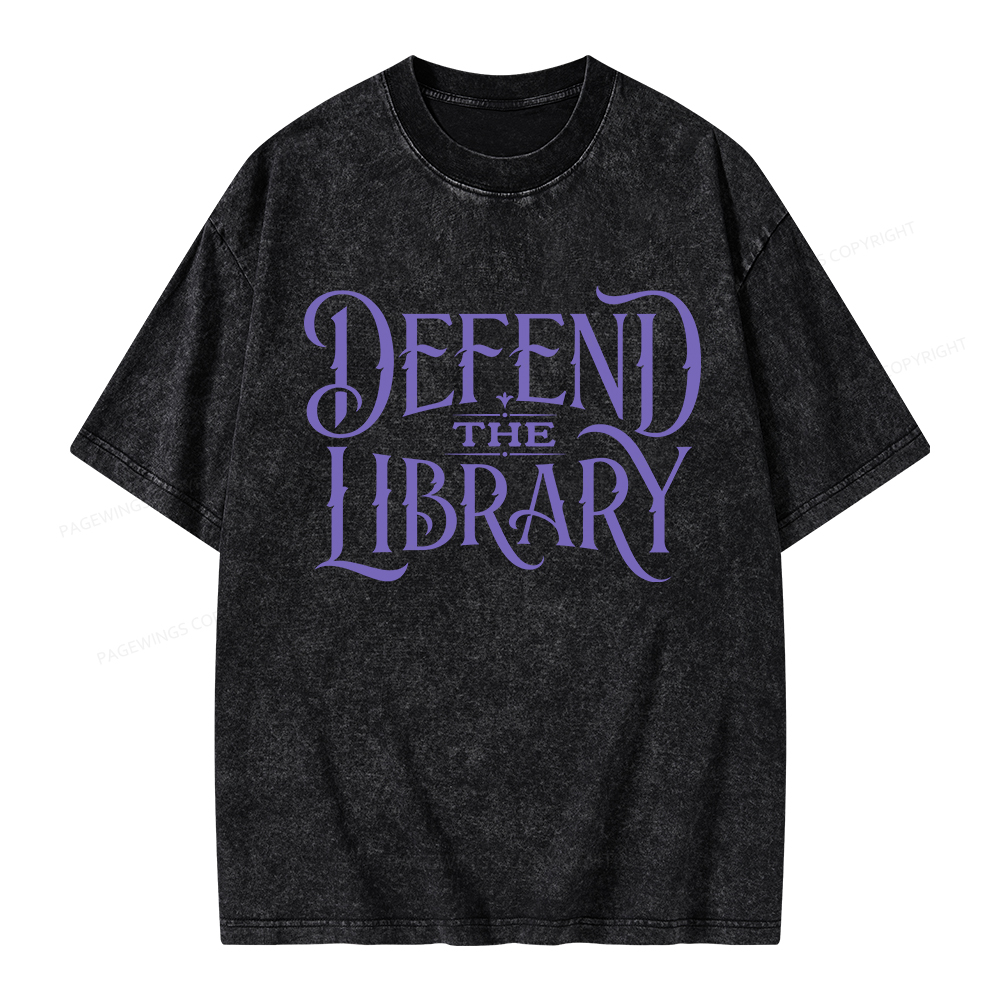 Pagewings Defend The Library Unisex Washed T-shirt