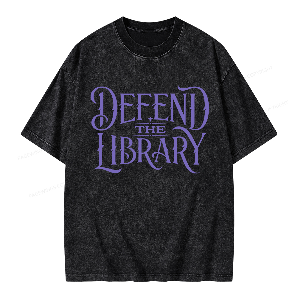 Pagewings Defend The Library Unisex Washed T-shirt