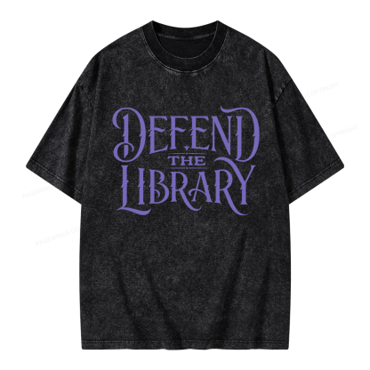 Pagewings Defend The Library Unisex Washed T-shirt
