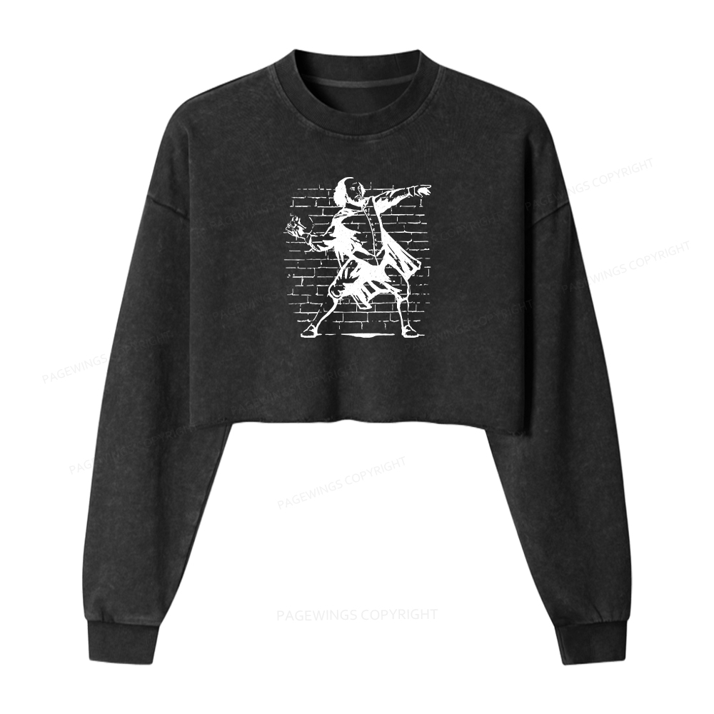 Pagewings The Poet Washed Crop Sweatshirt