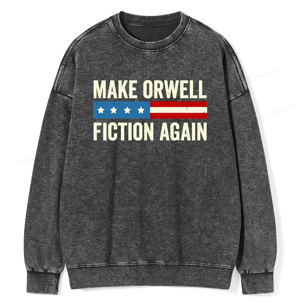 Pagewings Make Orwell Fiction Again Washed Sweatshirt