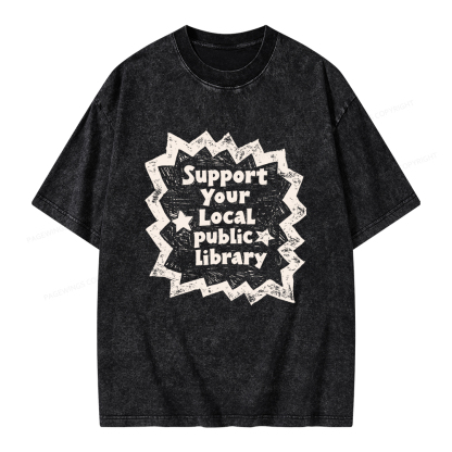 Pagewings Support Your Local public library Unisex Washed T-shirt