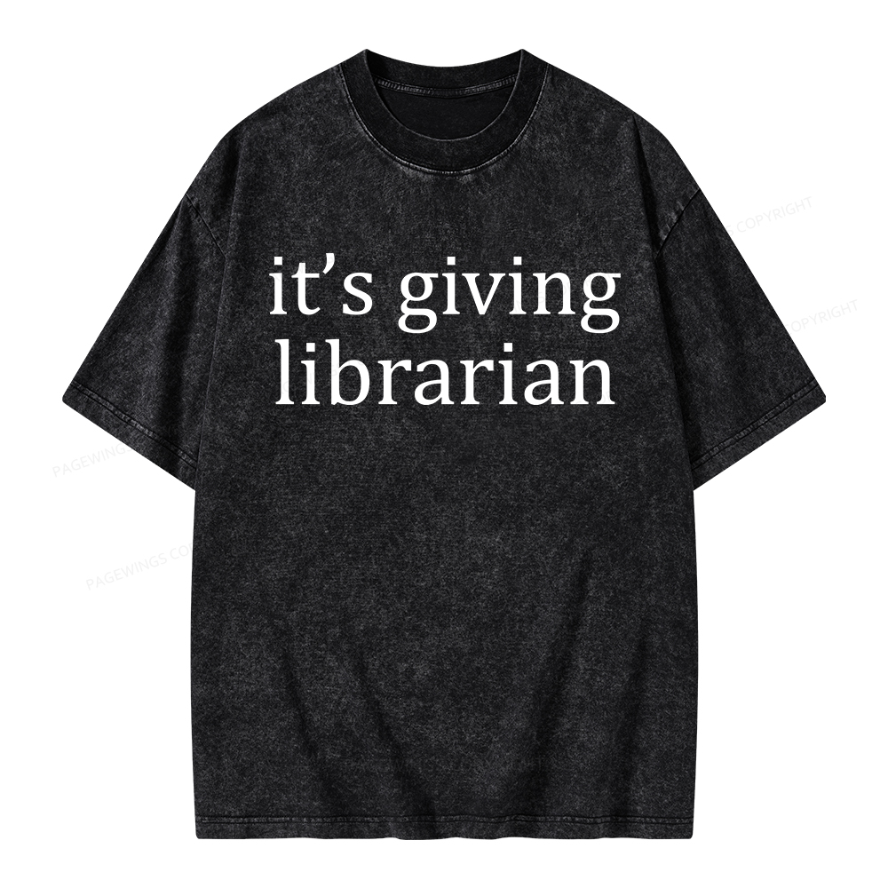 Pagewings It's Giving Librarian Unisex Washed T-shirt