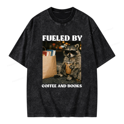 Pagewings Fueled by Coffee And Books Unisex Washed T-shirt