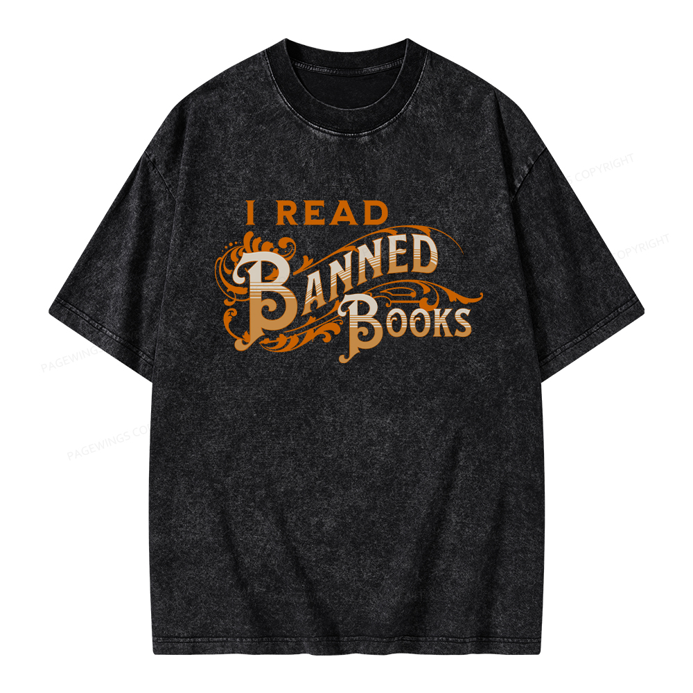 Pagewings I Read Banned Books Unisex Washed T-shirt