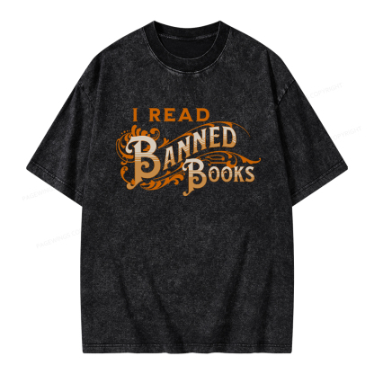 Pagewings I Read Banned Books Unisex Washed T-shirt