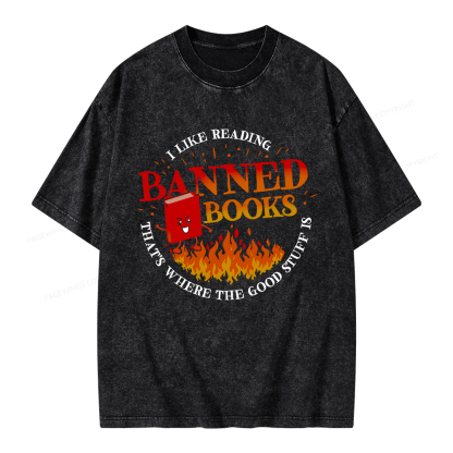 Pagewings Banned Books Unisex Washed T-shirt