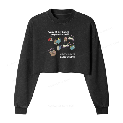 Pagewings None Of My Books Stay On The Shelf Washed Crop Sweatshirt