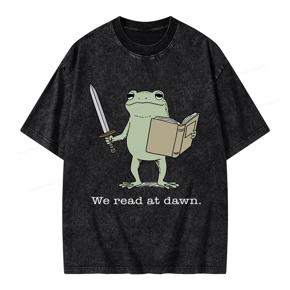 Pagewings We Read At Dawn Funny Frog Unisex Washed T-shirt